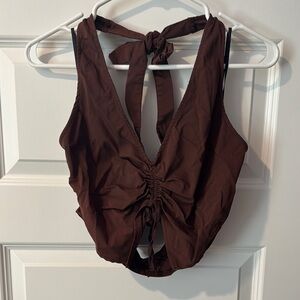 Divided Brown Halter Top
